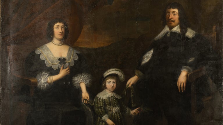 A crop of the Mallory painting from Fountains Hall to show just the faces of the family